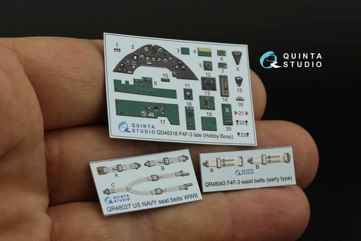 Quinta Studio QD48318 F4F-3 late 3D-Printed &amp;amp; coloured Interior on decal paper (Hobby Boss) 1/48 – imagen 2