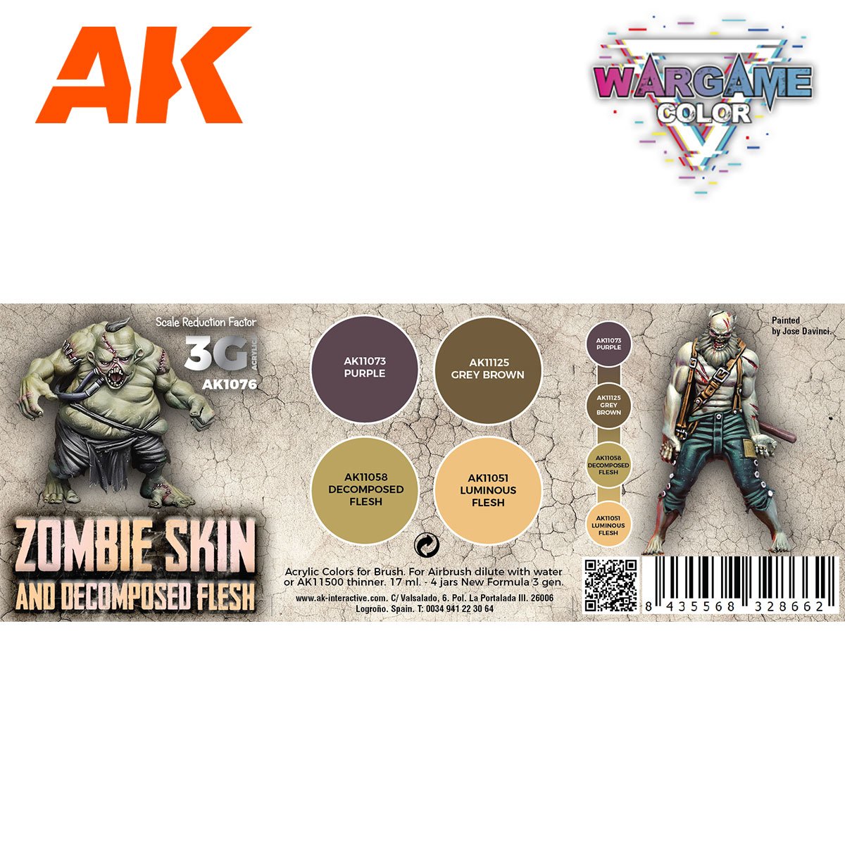 AK Interactive AK1076 WARGAME COLOR SET. ZOMBIE SKIN. 4x17 ml – imagen 2