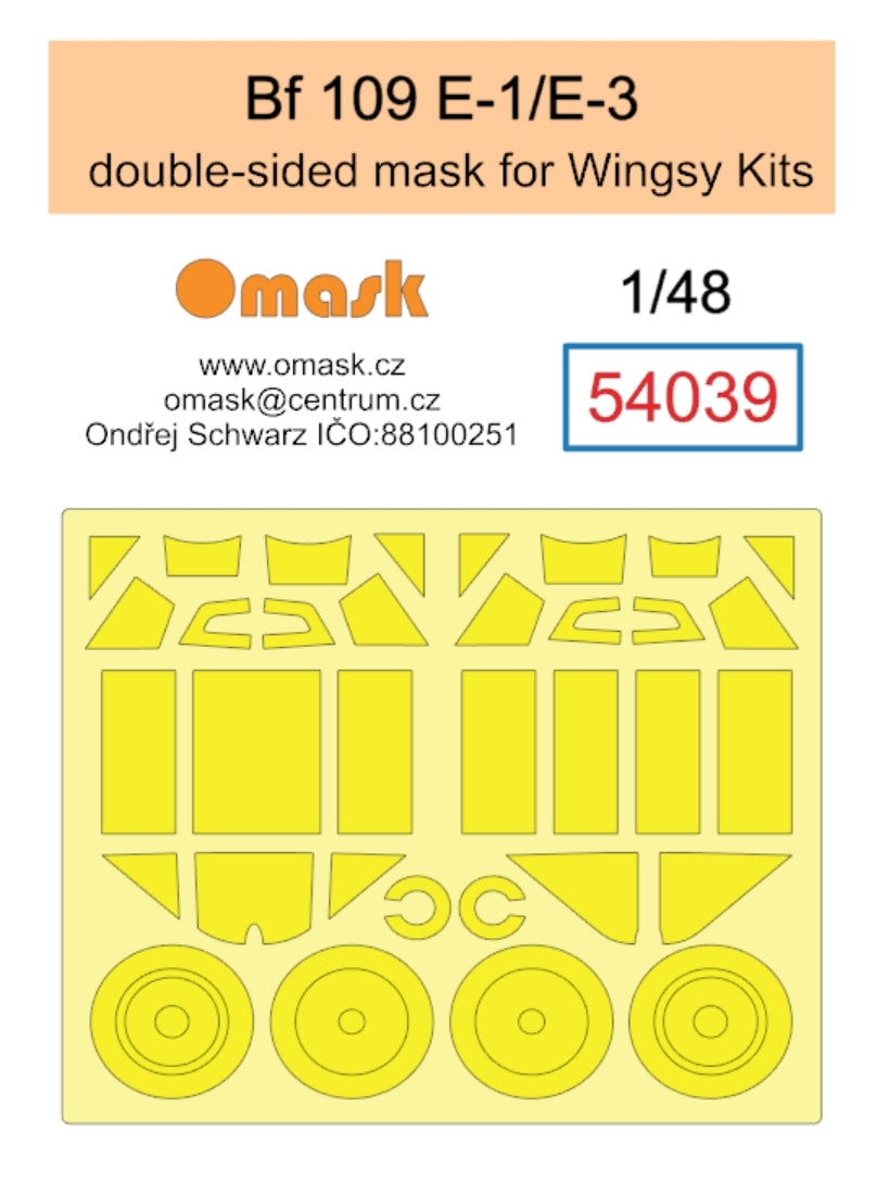 Omask 54039 Bf 109 E-1 / E-3 double-sided mask (for Wingsy Kits) 1/48