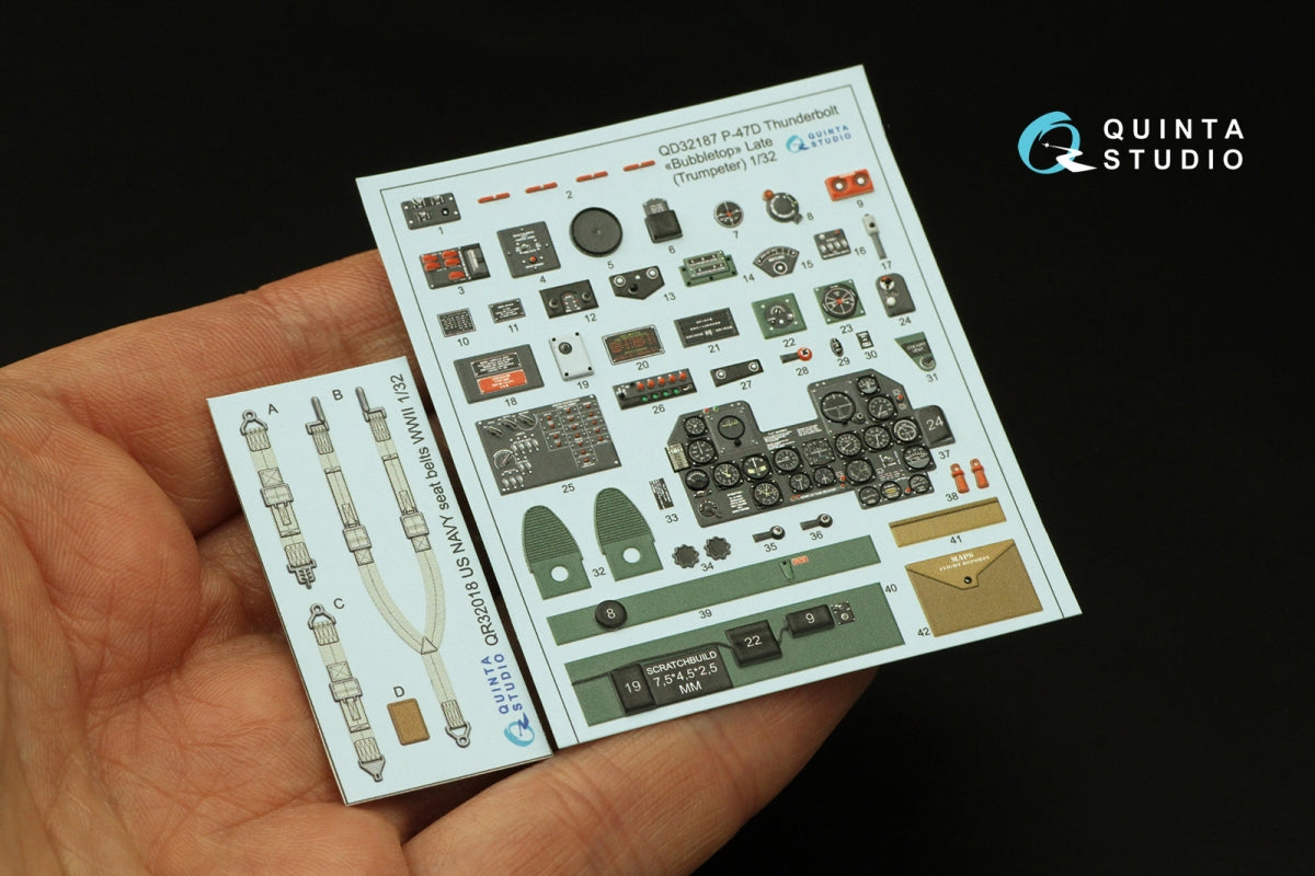 Quinta Studio QD32187 P-47D Thunderbolt Bubbletop (Late) 3D-Printed coloured Interior on decal paper (Trumpeter) 1/32 – Bild 3