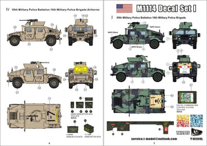 T-Model TK72015 M1114 HMMWV - Decal Set No.1 1/72 – imagen 2