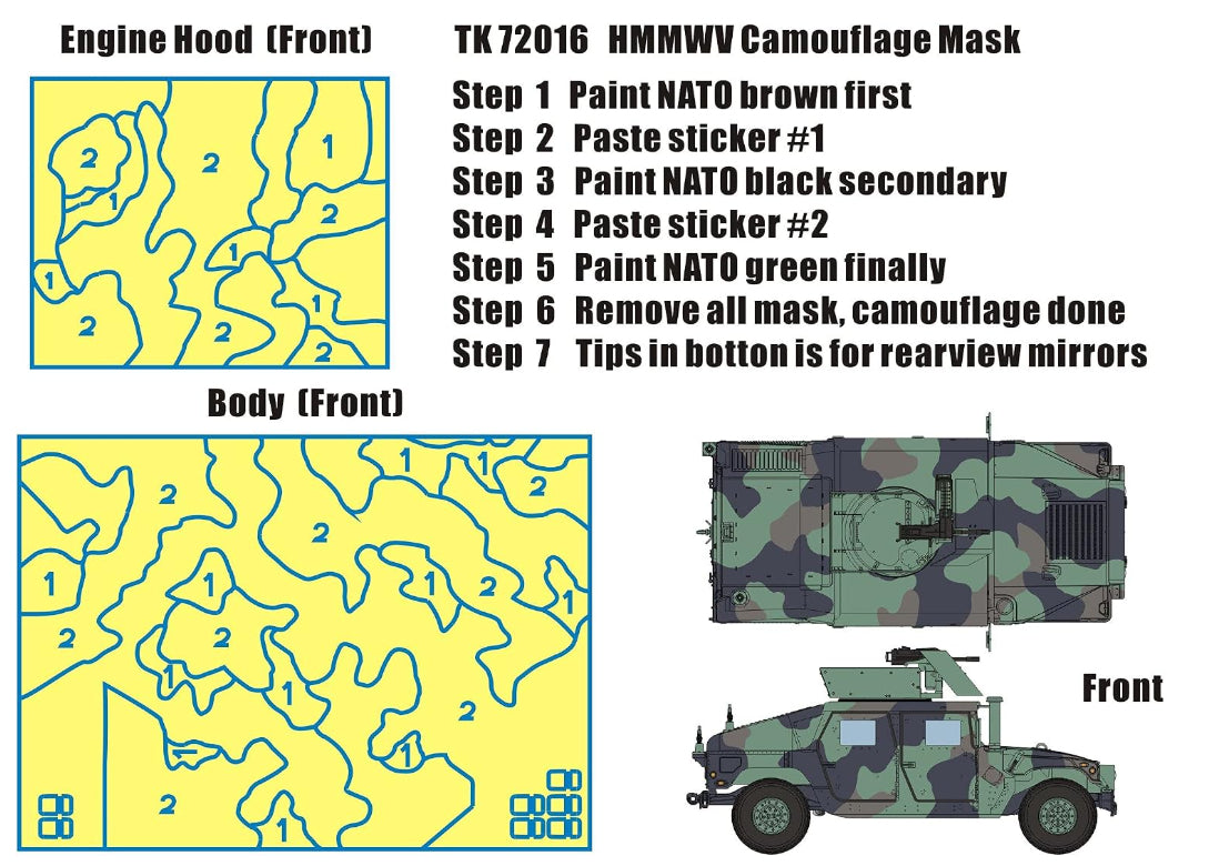 T-Model TK72016 M1114 NATO - Camouflage Mask Set 1/72 – imagen 3