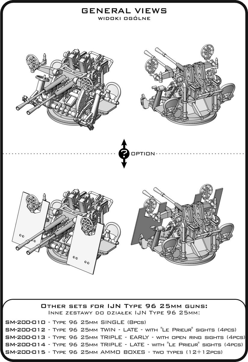 Master SM-200-011 IJN Type 96 25mm - PODWÓJNA podstawa - wczesna z celownikiem pierścieniowym (4 szt.) 1/200 – Bild 6