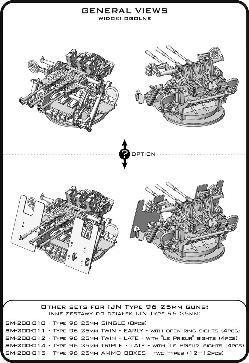 Master SM-200-013 IJN Type 96 25mm - POTRÓJNA podstawa - wczesna z celownikiem pierścieniowym (4 szt.) 1/200 – Bild 6