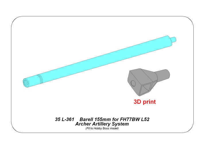 Aber 35L-361 FH77BW L52 Archer Artillery System - 155 mm Barrel (for Hobby Boss Kits) 1/35 – zdjęcie 9