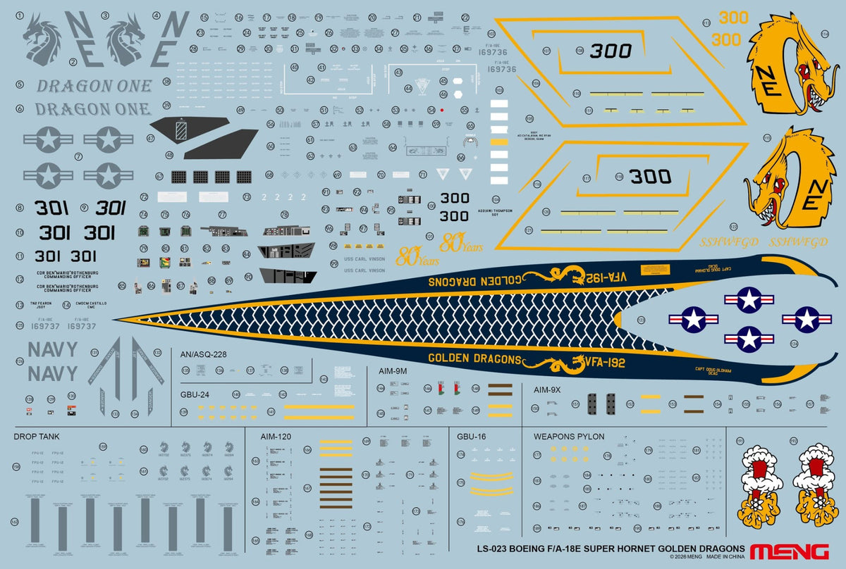 Meng LS023 Boeing F/A-18 E Super Hornet - Golden Dragons 1/48 – Bild 8