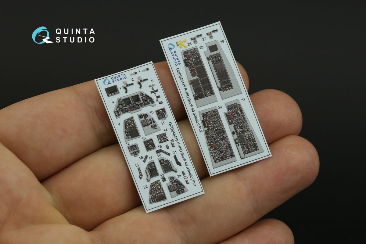 Quinta Studio QDS-48419 F-16D block 40 3D-Printed &amp;amp; coloured Interior on decal paper (Kinetic 2022 tool) (Small version) 1/48 – immagine 3