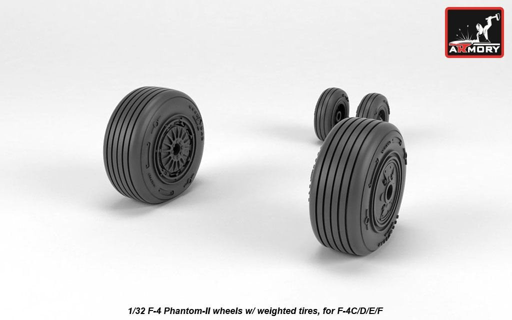 Armory Models AW32307 F-4 Phantom-II wheels w/ weighted tires, mid 1/32 – immagine 3