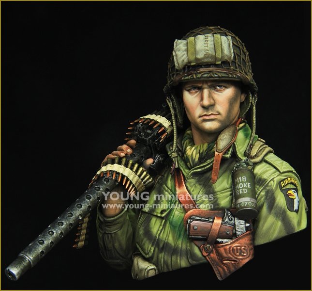 Young Miniatures YM1873 WW2 US AIRBORNE avec M1919 1/10