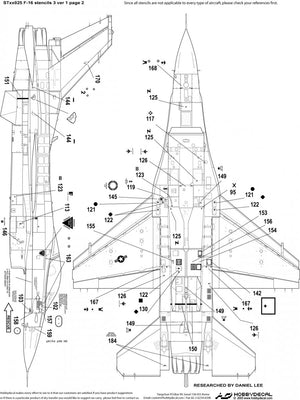 HobbyDecal ST32025V1 Pochoirs F-16 3 ver 1 1/32 pour kit Academy – image 4