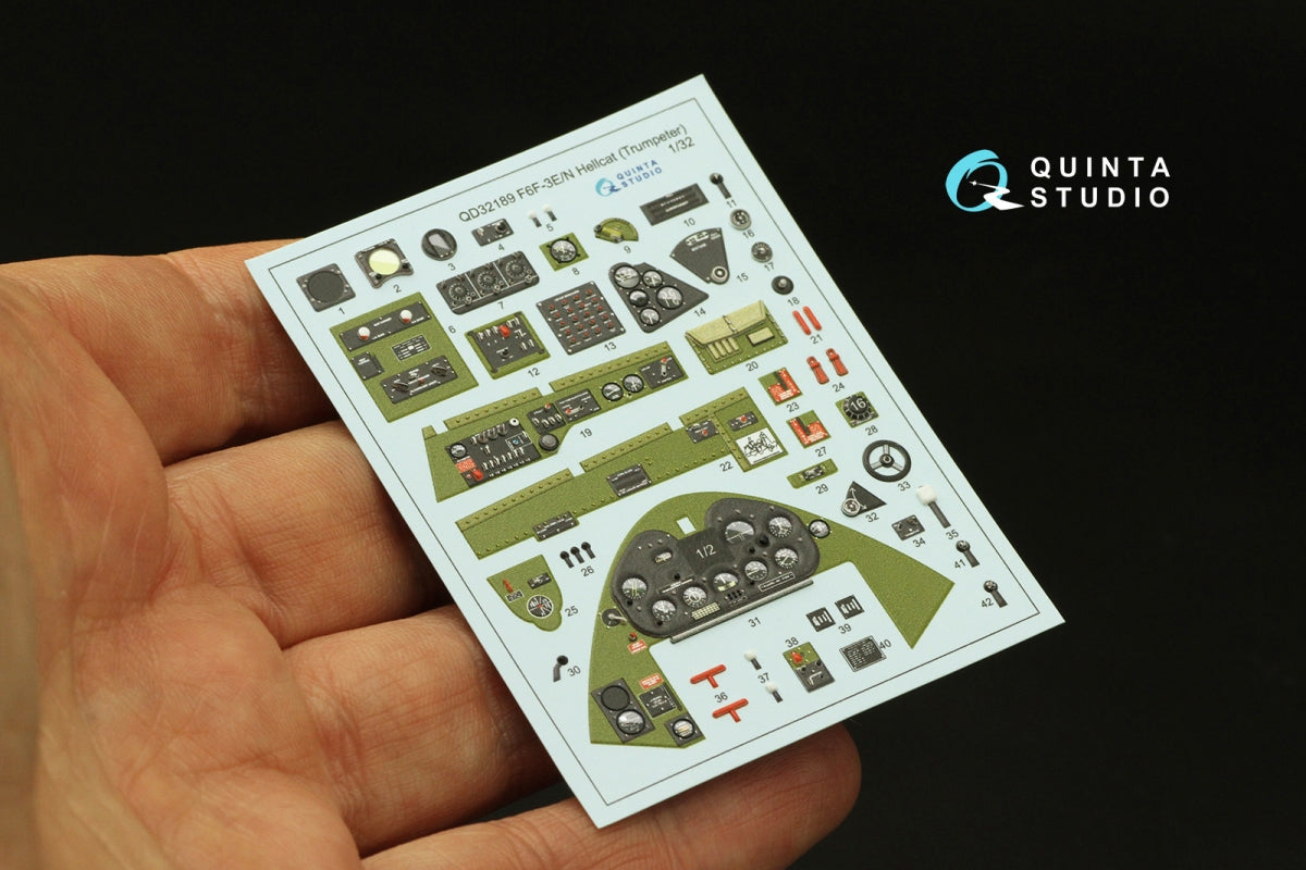 Quinta Studio QD32189 F6F-3E/N Hellcat 3D-Printed coloured Interior on decal paper (Trumpeter) 1/32 – imagen 4