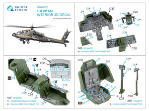 Quinta Studio QD48572 AH-64A 3D-Printed &amp;amp; coloured Interior on decal paper (Academy/Modelist) 1/48 – imagen 12