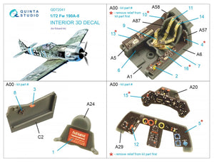 Quinta Studio QD72041 Fw 190A-8 3D-Printed &amp;amp; coloured Interior on decal paper (Eduard) 1/72 – imagen 2