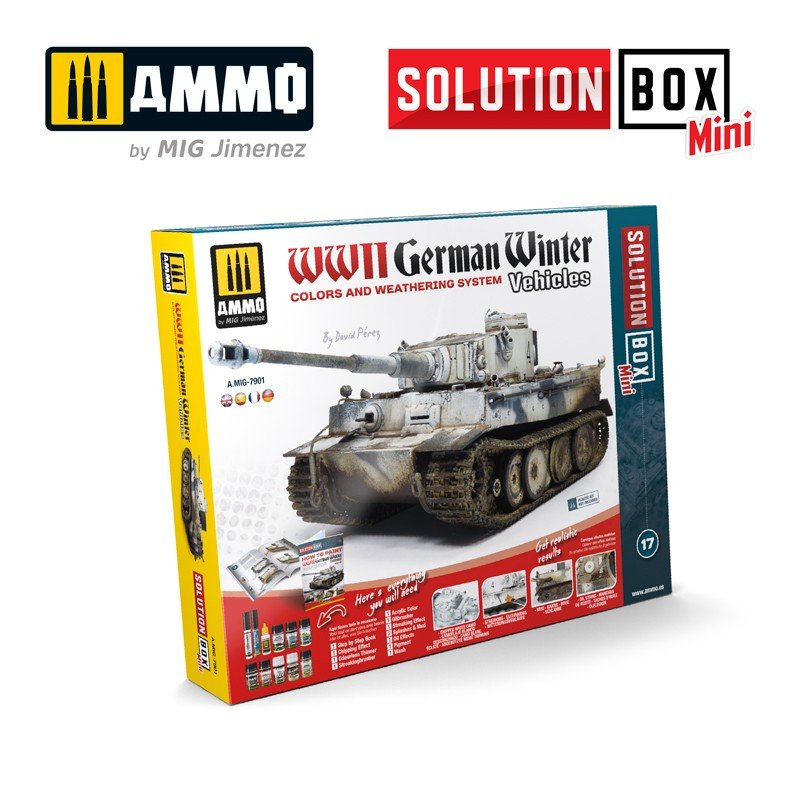 AMMO de Mig Jimenez 7901 Solution Box MINI - Comment peindre des véhicules d'hiver allemands de la Seconde Guerre mondiale