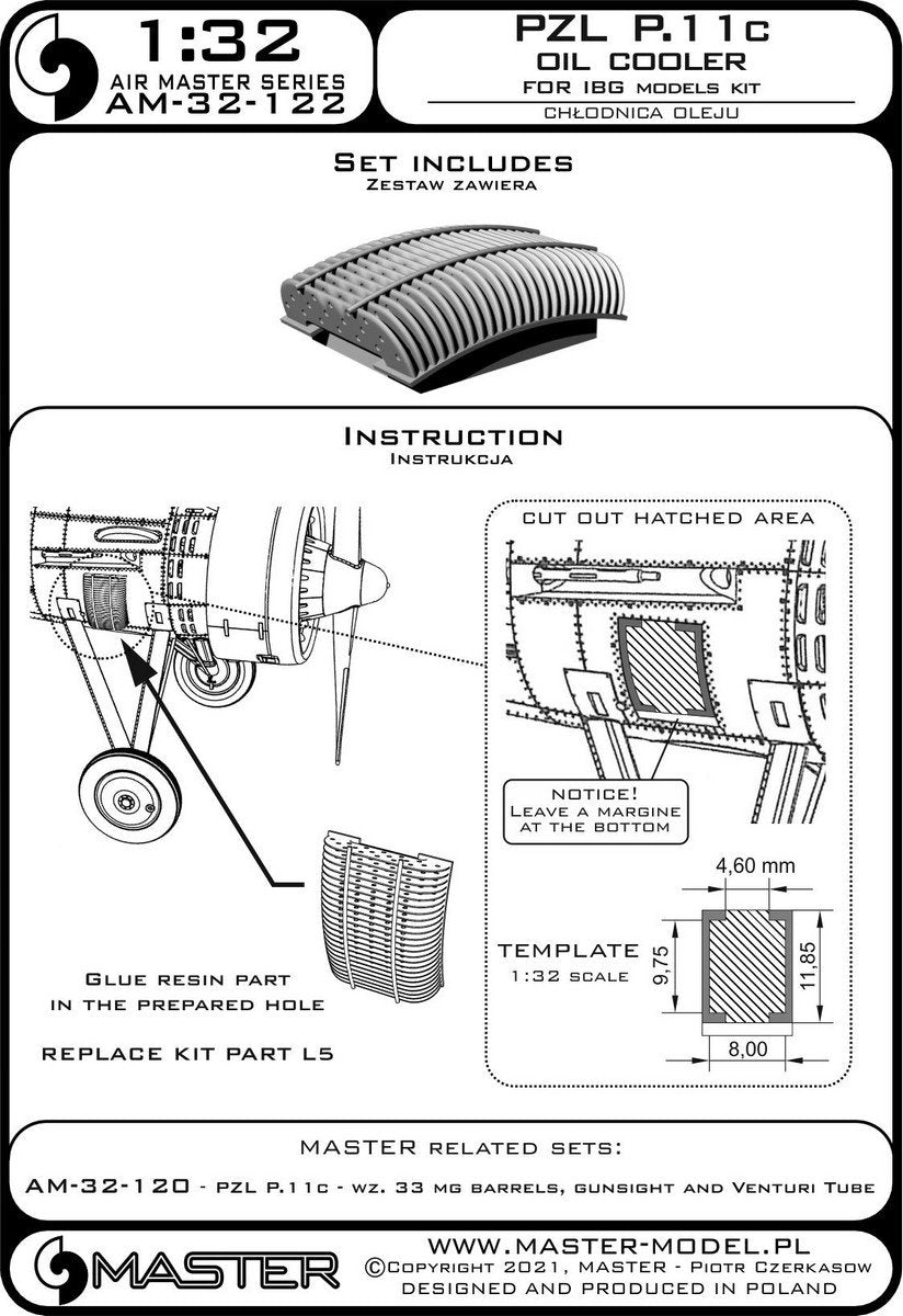 Master AM-32-122 PZL P.11c - oil cooler (Arma Hobby kit) 1/32 – image 11