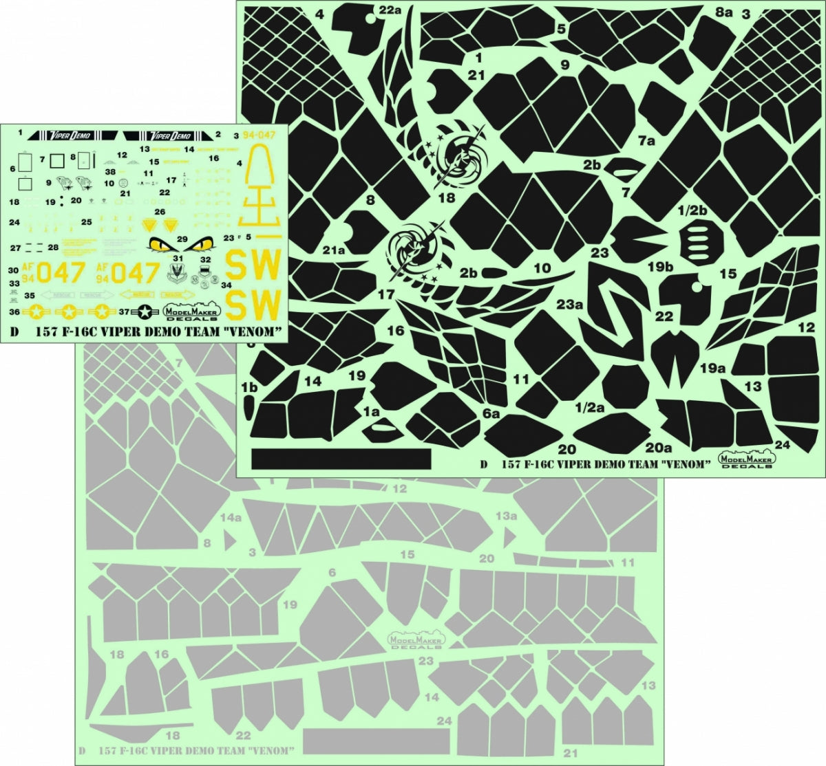 ModelMaker Decals D48157 F-16C Viper Demo Team &amp;quot;Venom” 1/48 – imagen 2