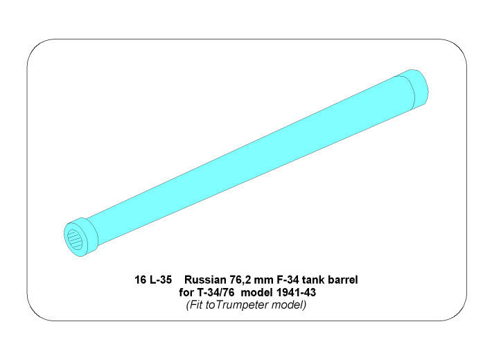 Aber 16 L-35 Russian 76,2 mm F-34 Tank Barrel for T-34/76 Bodel 1941-43 1/16 – image 7