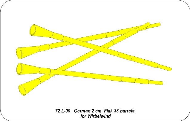 Aber 72L-09 Lufa Flak 38 x 4 do Wirbelwind / German 2cm Flak 38 barrels for Wirbelwind 1/72 – zdjęcie 3