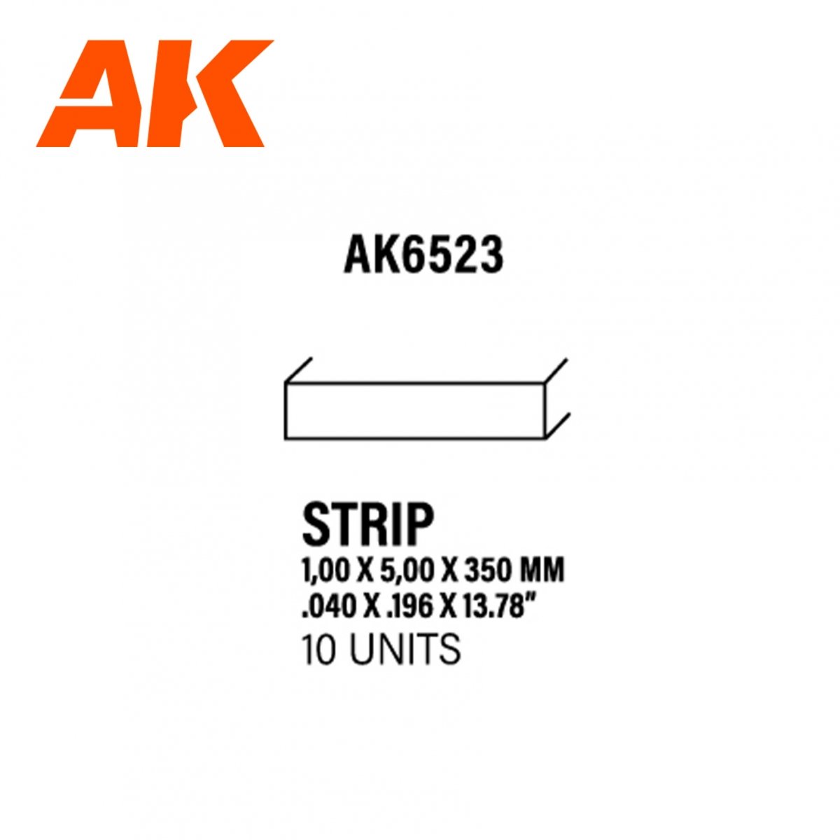 AK Interactive AK6523 BANDES 1,00 X 5,00 X 350MM – BANDE DE STYRÈNE – (10 UNITÉS)