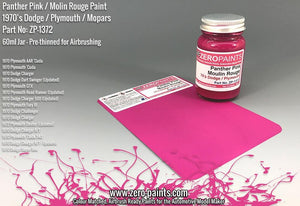 Zero Paints ZP-1372 Panther Pink /Moulin Rouge Paint - 70&amp;#39;s Dodge, Plymouth, Mopar 60ml – imagen 2