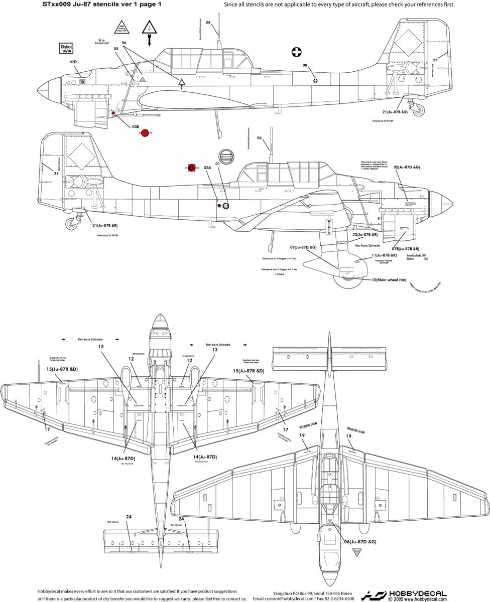 HobbyDecal ST32009V1 Ju-87 Stencils ver 1 1/32 – immagine 2