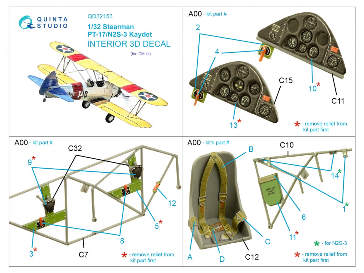 Quinta Studio QD32153 Pt-17/N2S-3 Kaydet 3D-Printed coloured Interior on decal paper (ICM) 1/32 – zdjęcie 2