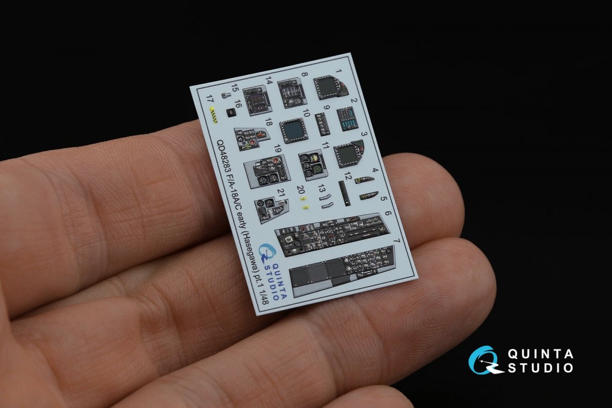 Quinta Studio QD48283 F/A-18A / C early 3D-Printed &amp;amp; coloured Interior on decal paper (Hasegawa) 1/48 – immagine 6