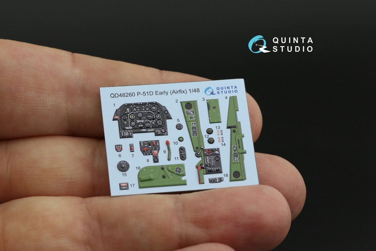 Quinta Studio QD48260 P-51D Early 3D-Printed &amp;amp; coloured Interior on decal paper ( Airfix ) 1/48 – immagine 9