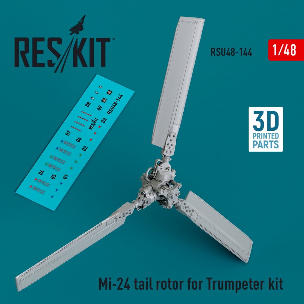 RESKIT RSU48-0144 Mi-24 tail rotor for Trumpeter kit (3D Printed) 1/48 – zdjęcie 2