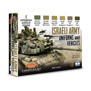 Coffret de peinture acrylique Lifecolor CS32 : chars et uniformes israéliens (6 x 22 ml)