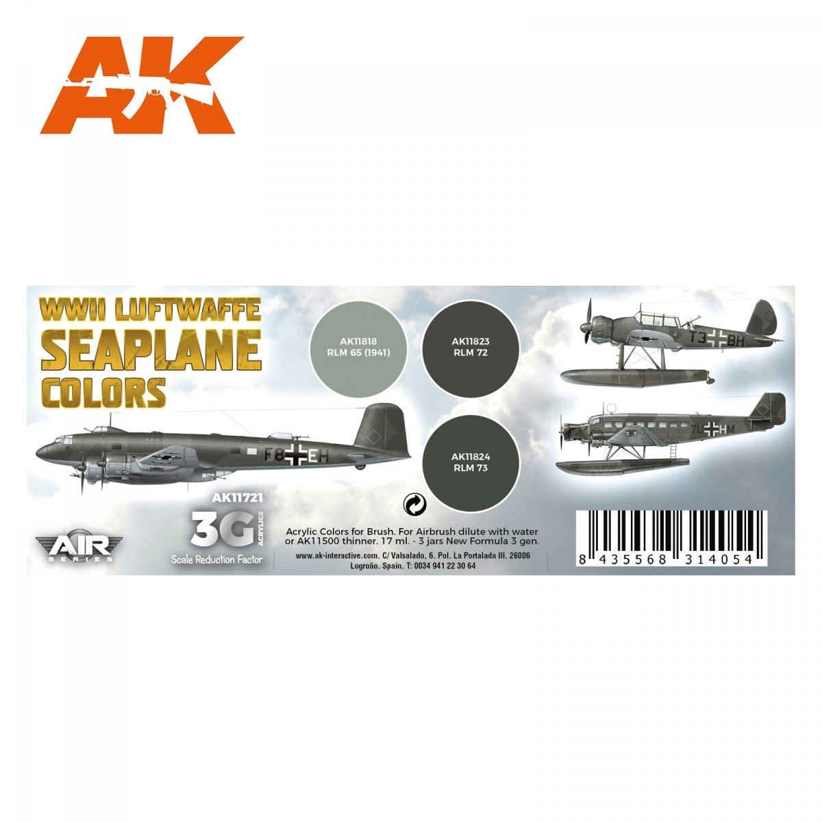 AK Interactive AK11721 WWII LUFTWAFFE SEAPLANE COLORS 3x17 ml – image 2