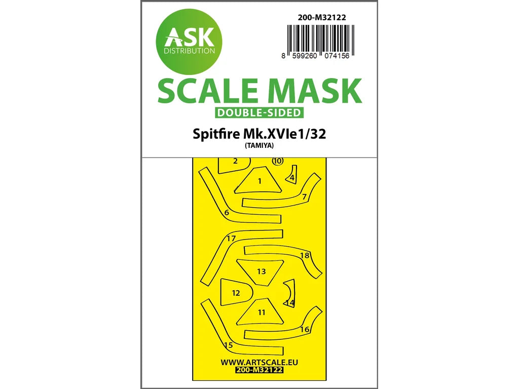 Art Scale Kit M32122 Spitfire Mk.XVIe Double-Sided Express Fit Mask for Tamiya 1/32