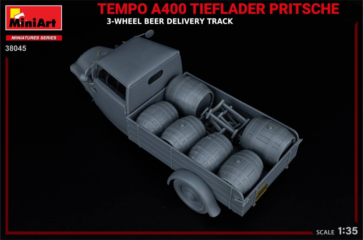 MiniArt 38045 TEMPO A400 TIEFLADER PRITSCHE 3-WHEEL BEER DELIVERY TRUCK 1/35 – Bild 17