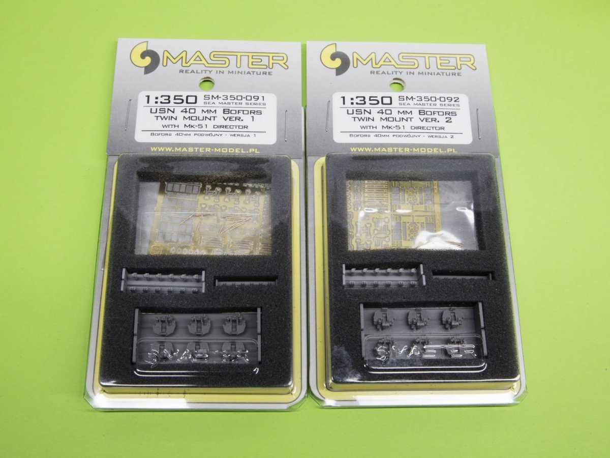 Master SM-350-091 USN 40 mm/56 Bofors twin mount ver.1 / with Mk-51 director - (resin, PE and turned parts) - (6pcs) 1/350 – image 6
