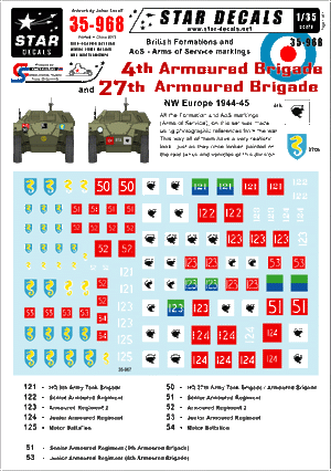 Star Decals 35-968 4e et 27e brigades blindées britanniques 1/35