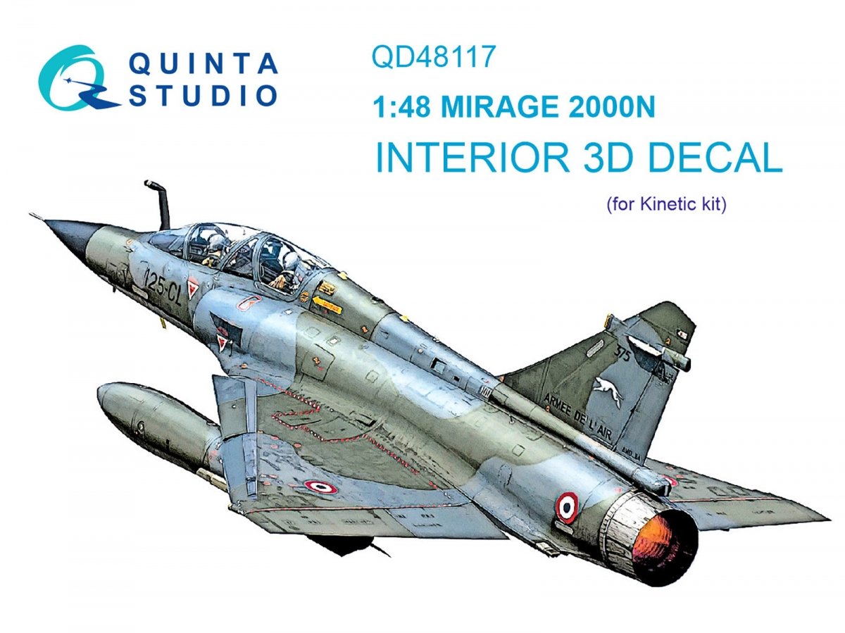 Quinta Studio QD48117 Mirage 2000N 3D-Printed &amp;amp; coloured Interior on decal paper (Kinetic) 1/48