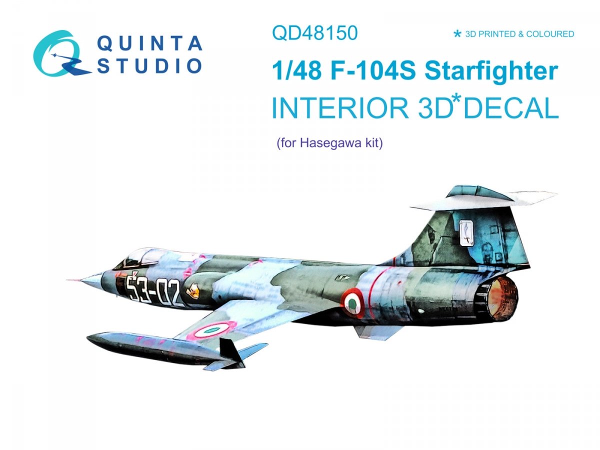 Intérieur imprimé en 3D et coloré sur papier décalcomanie Quinta Studio QD48150 F-104S (Hasegawa) 1/48