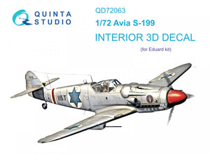 Quinta Studio QD72063 Avia S-199 3D-Printed &amp;amp; coloured Interior on decal paper (Eduard) 1/72