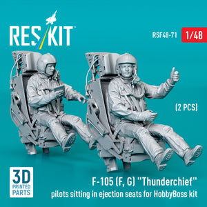 RESKIT RSF48-0071 F-105 (F, G) &amp;quot;Thunderchief&amp;quot; pilots sitting in ejection seats for HobbyBoss kit (2 pcs) (3D Printed) 1/48 – imagen 2