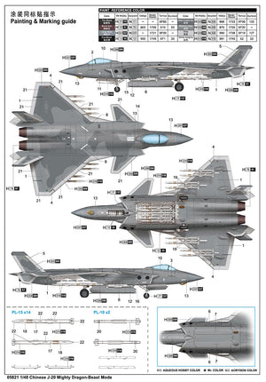 Trumpeter 05821 Chinese J-20 Mighty Dragon-Beast Mode 1/48 – imagen 4
