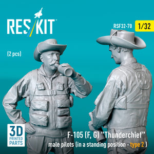 RESKIT RSF32-0069 F-105 (F, G) &amp;quot;Thunderchief&amp;quot; male pilots (in a standing position - type 1) (2 pcs) (3D Printed) 1/32 – imagen 2