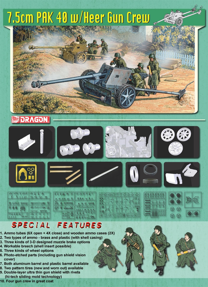 Dragon 6249 7.5cm PaK 40 w/Heer Gun Crew 1/35