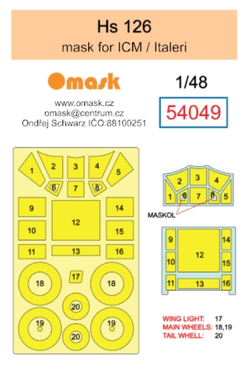 Omask 54049 Hs 126 mask (for ICM / Italeri) 1/48 – imagen 2