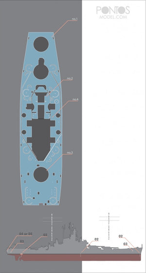 Pontos 35025WD1 USS BB-59 Massachusetts Wooden Deck set 1/350 – Bild 3