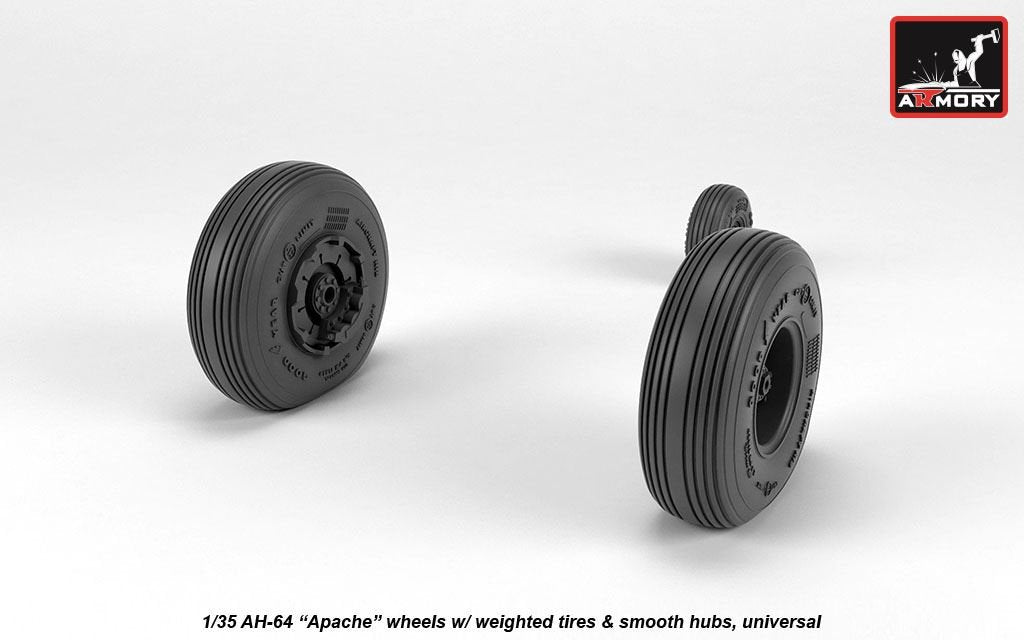 Armory Models AW35304 AH-64 Apache wheels w/ weighted tires, smooth hubs 1/35 – imagen 4
