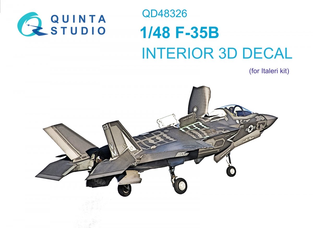 Intérieur imprimé en 3D et coloré pour le F-35B de Quinta Studio QD48326 (Italeri) à l'échelle 1/48