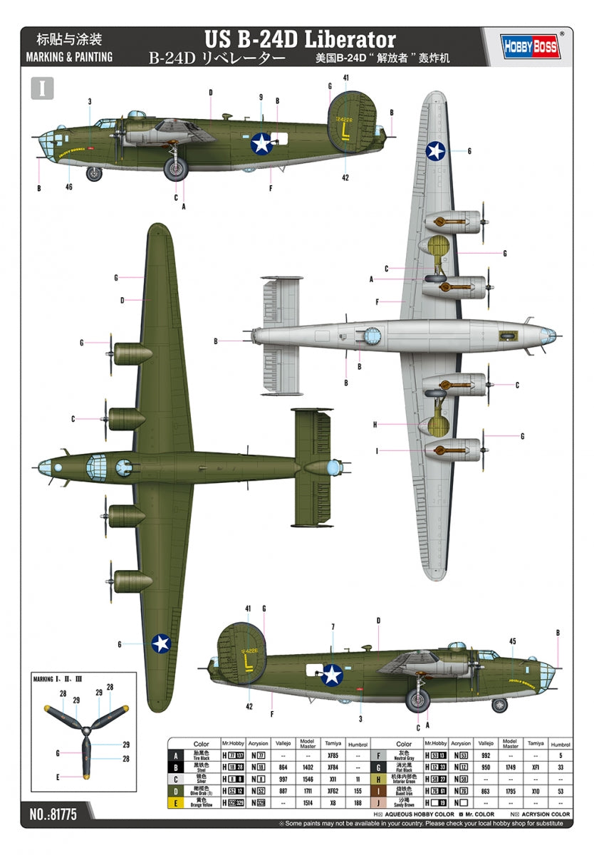 Hobby Boss 81775 US B-24D Liberator 1/48 – imagen 3