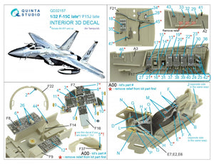 Quinta Studio QD32157 F-15C Late/F-15J late 3D-Printed &amp;amp; coloured Interior on decal paper (Tamiya) 1/32 – Bild 7