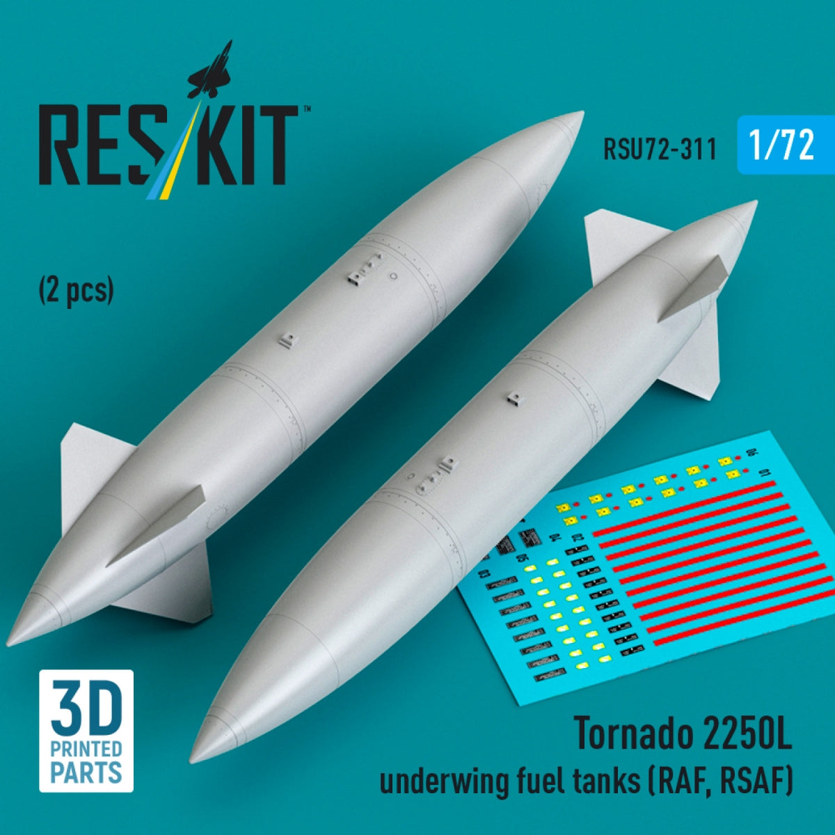 RESKIT RSU72-0311 Tornado 2250L underwing fuel tanks (RAF, RSAF) (2 pcs) (3D Printed) 1/72