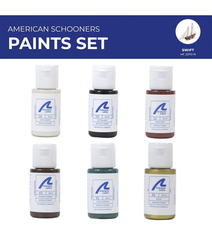 ARTESANIA LATINA 277PACK9 Zestaw farb akrylowych 6x20 ml - American schooners